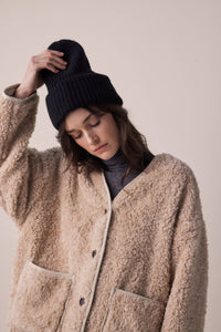 Wool Blend Fur Cardigan Jacket