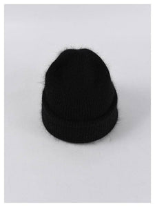 Angora Beanie Hat - Black