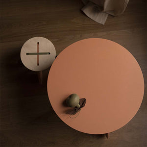 Wooden Children Stool in Terra Pink + Natural Birch Plywood