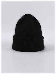 Angora Beanie Hat - Black