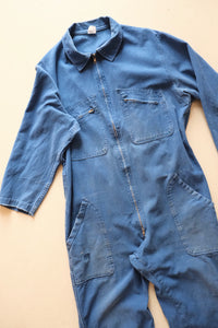 Vintage Workwear Long Sleeve Jumpsuit - French Blue