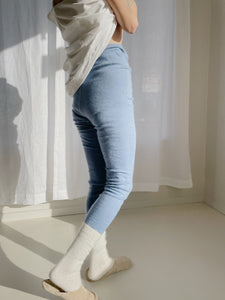 German Knit Wool + Angora Leggings - Stone Blue