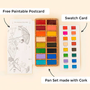 Eco Watercolor Pans Set - 16 Color Tray