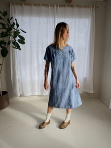 Vintage French Linen Gown - Stone Blue