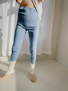 German Knit Wool + Angora Leggings - Stone Blue