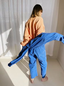 Blue jumpsuit long sleeve online