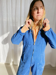 Preorder - Vintage Workwear Long Sleeve Jumpsuit - French Blue