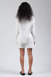 Poplin Shorts in White Back on Model