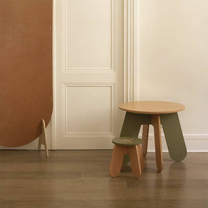 Wooden Children Stool in Terra Pink + Natural Birch Plywood